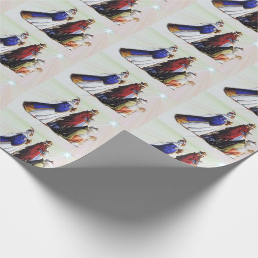 De drie wijzen die geschenken dragen cadeaupapier (Hoek)