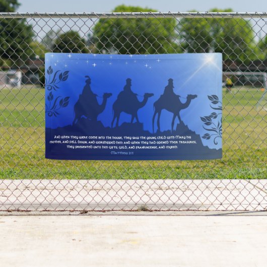 De Drie Wisemen Blue Star Kerstkerk Spandoek (Insitu)