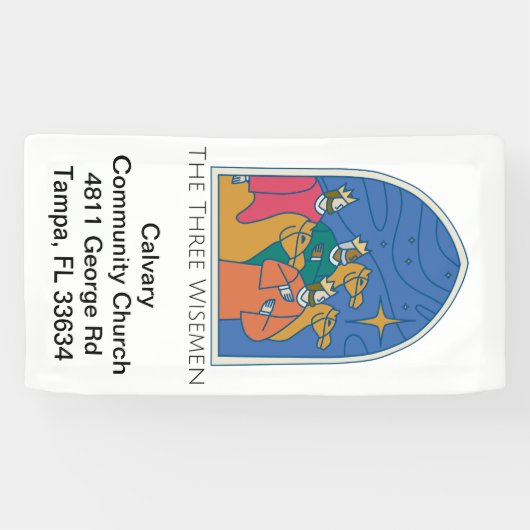 De Drie Wisemen Kerstmis Kerk Banner (Horizontaal)