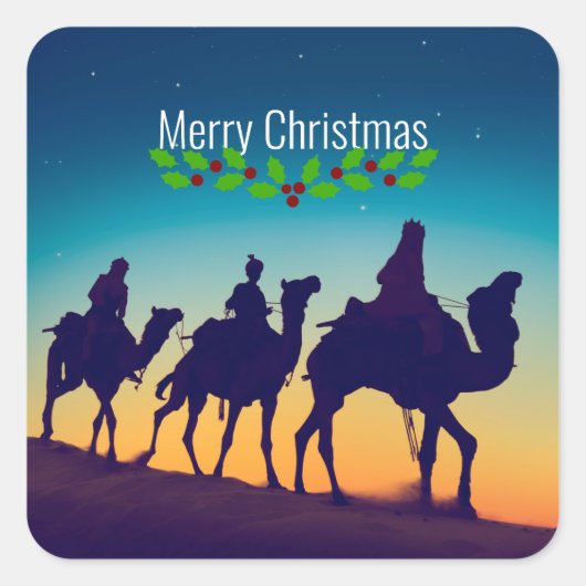 De drie Wisemen Vierkante Sticker (Voorkant)