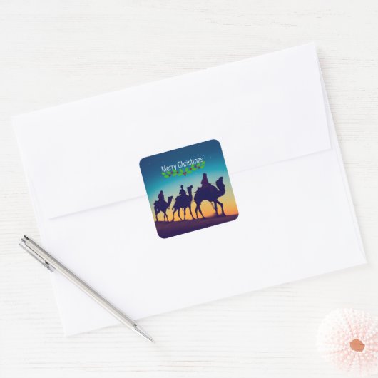 De drie Wisemen Vierkante Sticker (Envelop)