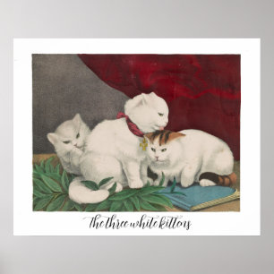 De drie witte kittens - vrede - O.S. sc., Currier Poster
