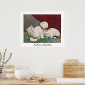 De drie witte kittens - vrede - O.S. sc., Currier Poster (Keuken)