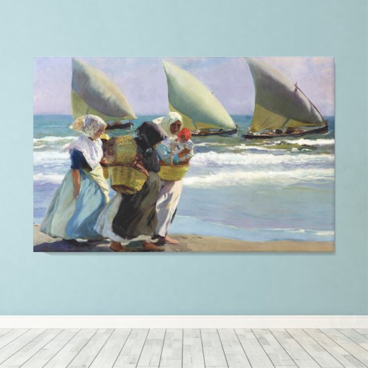 De drie zeilen - Joaquin Sorolla Canvas Afdruk (Insitu (Houten vloer))