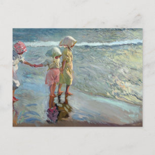 De drie zusters op het strand door Joaquin Sorolla Feestdagenkaart