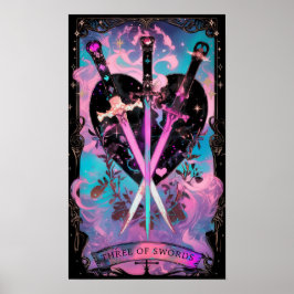 De Drie Zwaarden Tarot Kaart Witchy Poster