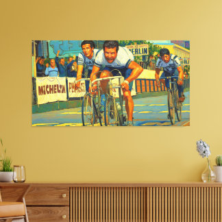 De drieweg sprint Parijs-Roubaix 1981 schilderij Canvas Afdruk