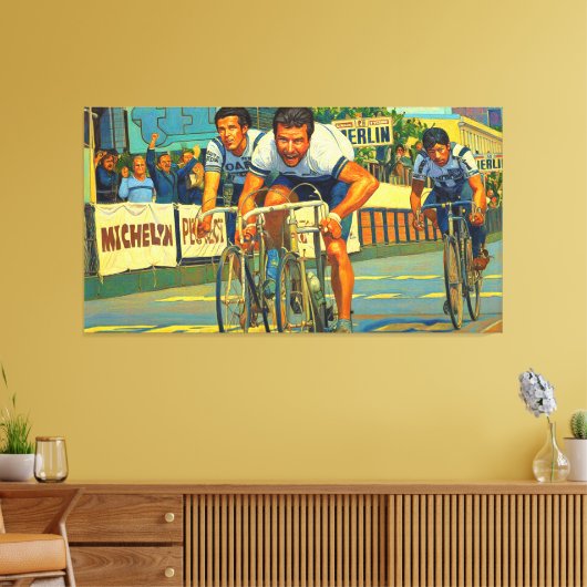De drieweg sprint Parijs-Roubaix 1981 schilderij Canvas Afdruk (Insitu (Woonkamer))