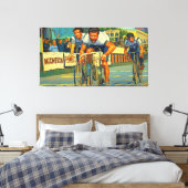 De drieweg sprint Parijs-Roubaix 1981 schilderij Canvas Afdruk (Insitu (Slaapkamer))