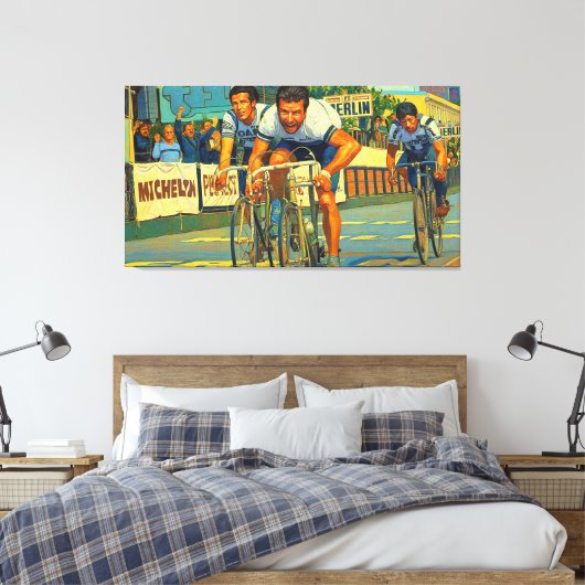 De drieweg sprint Parijs-Roubaix 1981 schilderij Canvas Afdruk (Insitu (Slaapkamer))