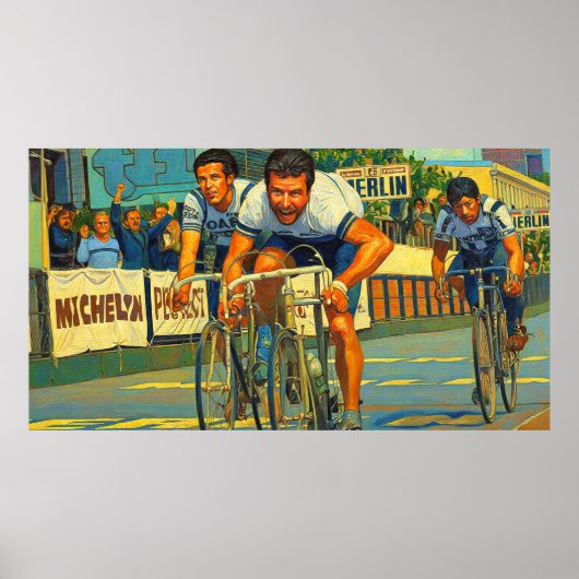 De drieweg sprint Parijs-Roubaix 1981 schilderij Poster (Voorkant)