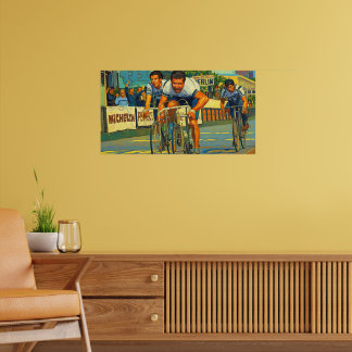 De drieweg sprint Parijs-Roubaix 1981 schilderij Poster