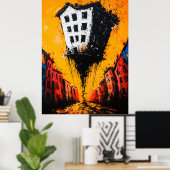 De drijvende afgrond – expressionistische surreali poster (Thuiskantoor)