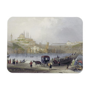 De drijvende brug, Istanbul, gegraveerd door J.C.  Magneet