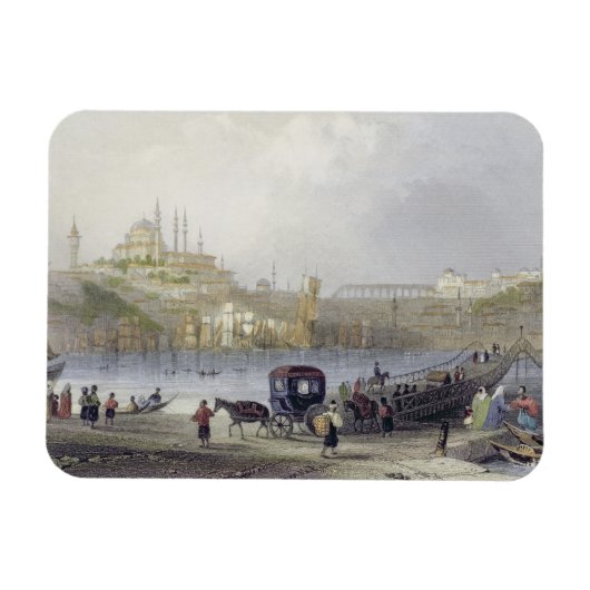 De drijvende brug, Istanbul, gegraveerd door J.C.  Magneet (Horizontaal)