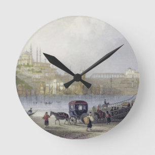 De drijvende brug, Istanbul, gegraveerd door J.C. Ronde Klok