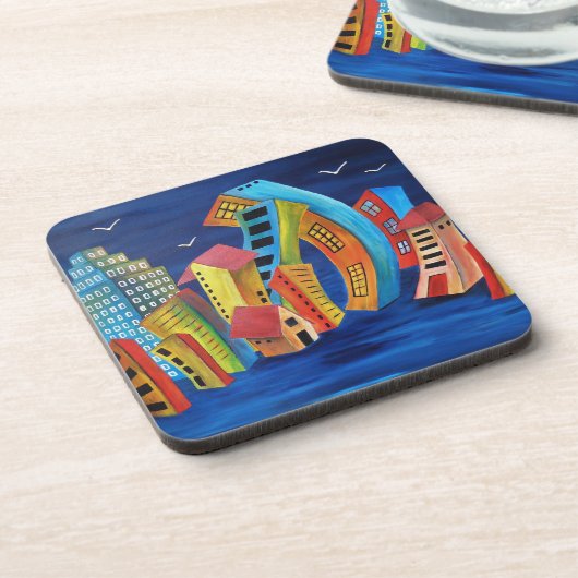 De drijvende stad bier onderzetter (Linkerzijde)