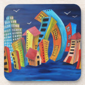 De drijvende stad bier onderzetter (Voorkant)