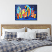 De drijvende stad canvas afdruk (Insitu (Slaapkamer))