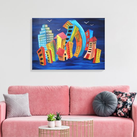 De drijvende stad canvas afdruk (Insitu (Woonkamer))