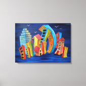 De drijvende stad canvas afdruk (Voorkant)