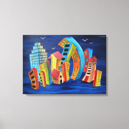 De drijvende stad canvas afdruk