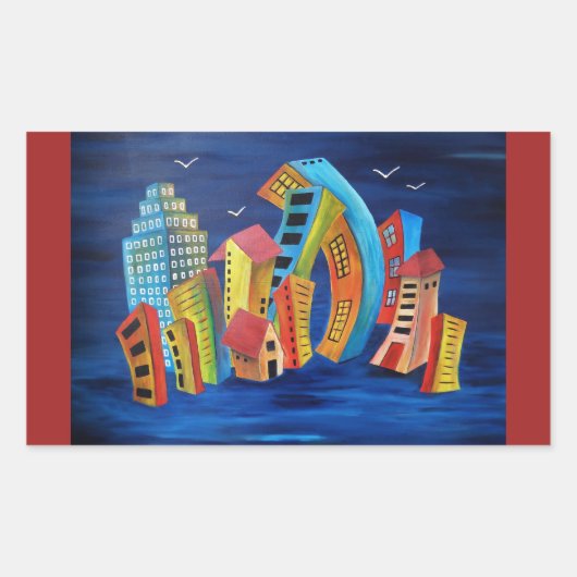 De drijvende stad rechthoekige sticker (Voorkant)
