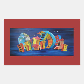 De drijvende stad rechthoekige sticker