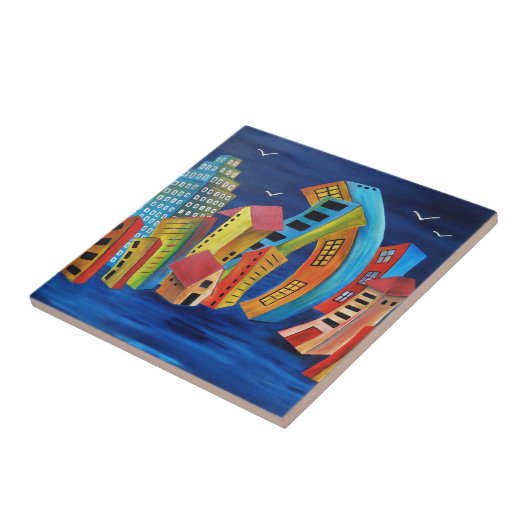 De drijvende stad tegeltje (Zijkant)