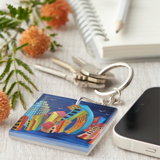 De drijvende stadssleutel sleutelhanger (Voorkant Rechts)