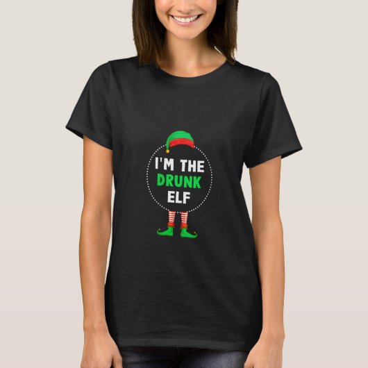 De Drink Elf Kerstmis is de nek T-shirt (Voorkant)