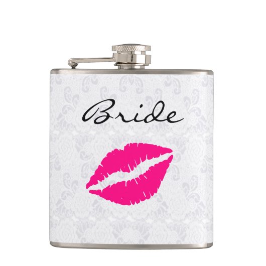De Drink fles van Pink Lips Bride Heupfles (Voorkant)