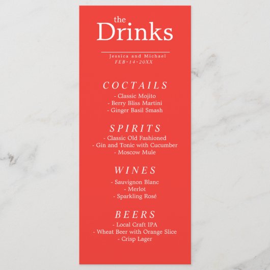 De DRINK menukaart Scarlet Petal Serenade (Voorkant)