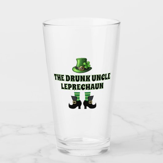 De Drink Oom Leprechaun Grappig St. Patrick's Day Glas (Voorkant)