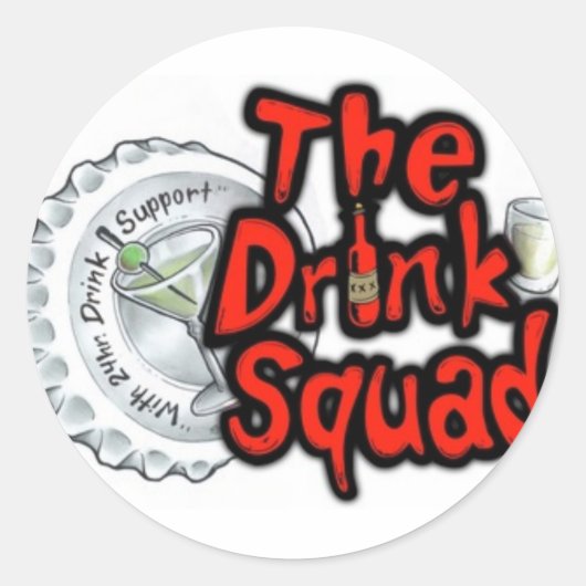 De Drink Squad Ronde Sticker (Voorkant)