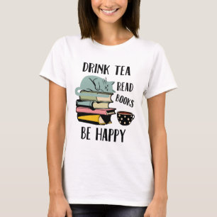 De Drink van de Thee gelezen Boeken zijn gelukkig T-shirt
