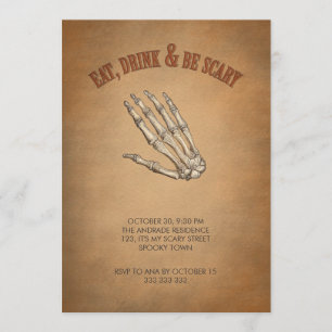 De Drink van het eten is Scary Skeleton Hand Hallo Kaart