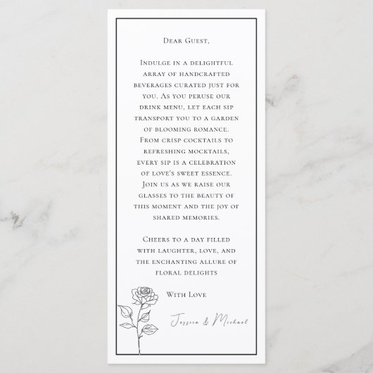 De DRINKEN + mooie tekst Tijdloze Bloei Menu (Achterkant)