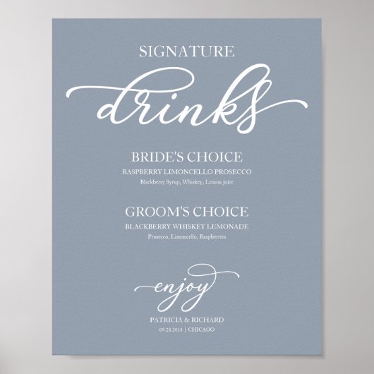 De Drinken van de handtekening Chic Script Dusty B Poster (Voorkant)