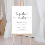 De Drinken van de handtekening het Zilverteken van Poster<br><div class="desc">Deze handtekening drink het kalligrafie zilver bord is perfect voor een rustige bruiloft. Het eenvoudige en elegante ontwerp kenmerkt klassieke en fancy manuscripttypografie in zilver. Pas het teken aan met de namen van de bruid en de bruidegom en hun favoriete keuze voor de drink.</div>