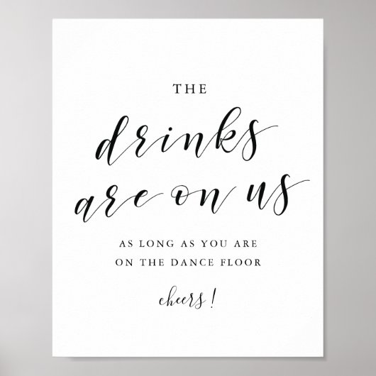 De Drinken zijn op ons bruiloft open bar teken Poster (Voorkant)