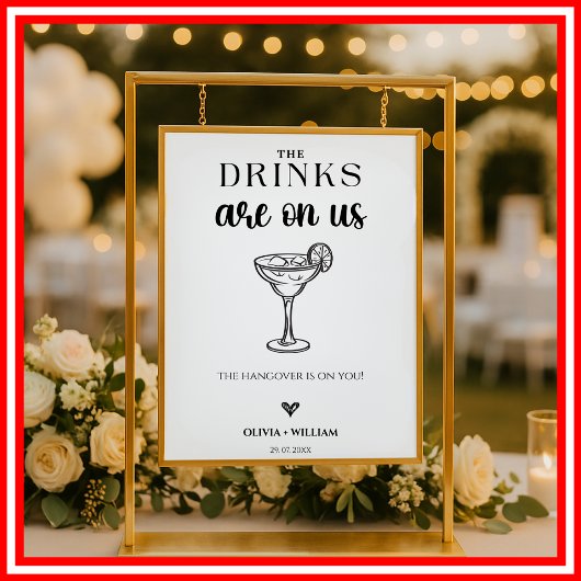De Drinken zijn op US Wedding Bar Script Sign Poster