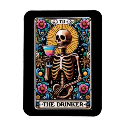 De Drinker Tarot Kaart Magnet Magneet (Verticaal)