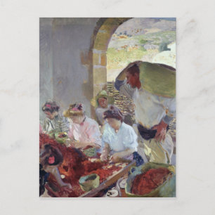 De droge druiven voorbereiden, 1890 briefkaart