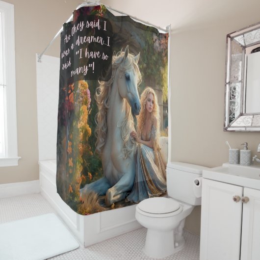 De dromer, douchegordijn (In situ)