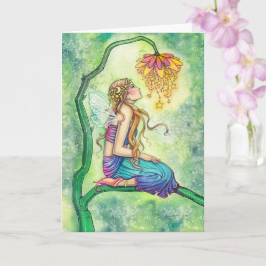 De Dromer Waterverf Bloemenfee Kunst Kaart (Orchidee)