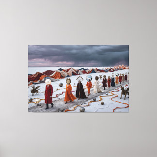 • De Dromersoptocht: Een Surrealistische Processie Canvas Afdruk