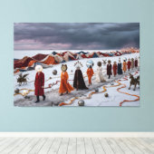 • De Dromersoptocht: Een Surrealistische Processie Canvas Afdruk (Insitu (Houten vloer))