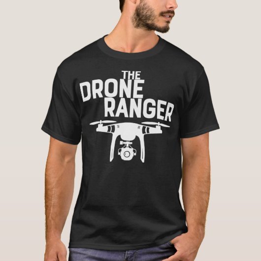 De Drone Ranger Funny Drone-vliegpremie T-shirt (Voorkant)