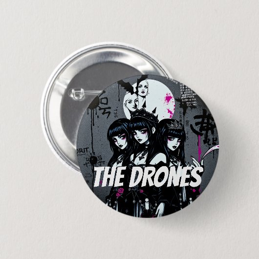 DE DRONES Donker Ronde Button 5,7 Cm (Voorkant /achterkant)